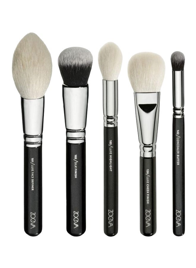 زويفا طقم فرش لمستحضرات تجميل العيون مكون من 15 قطعة أسود / فضي / أبيض - Image 2